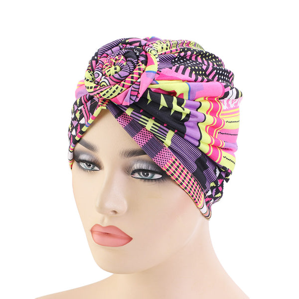 stretchable soft cotton easy to flat knot style design head cap