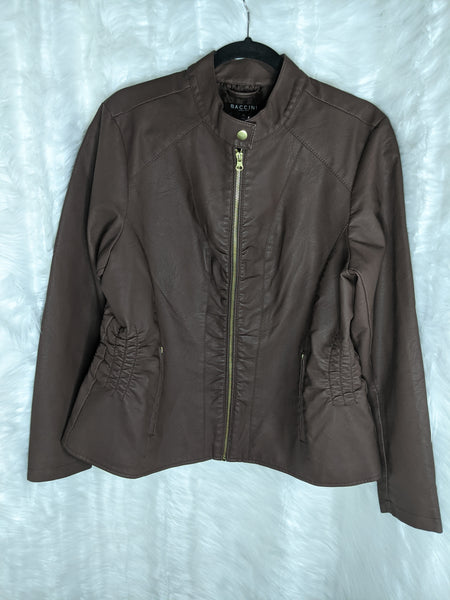 Women's light weight and waterproof jackets.  Shell: 100% polyurethane leather and Inner Lining: 100% polyester