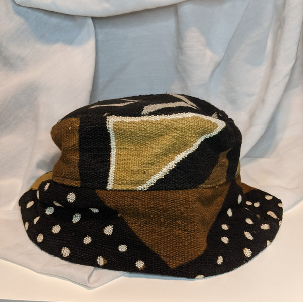 Traditional Authentic Genuine African Mud Cloth Reversible unisex Brim hat, one size.