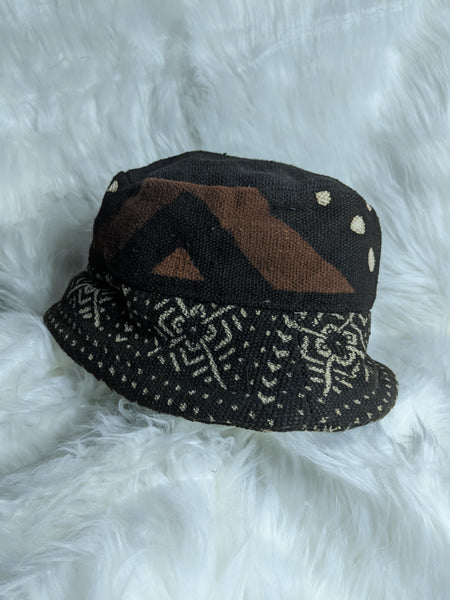 Traditional Authentic Genuine African Mud Cloth Reversible unisex Brim hat, one size.