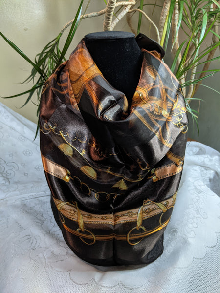 Colorful silky scarves made of 100% polyester, can be worn for any occasion.  Measurement: 40 inches x 40 inches