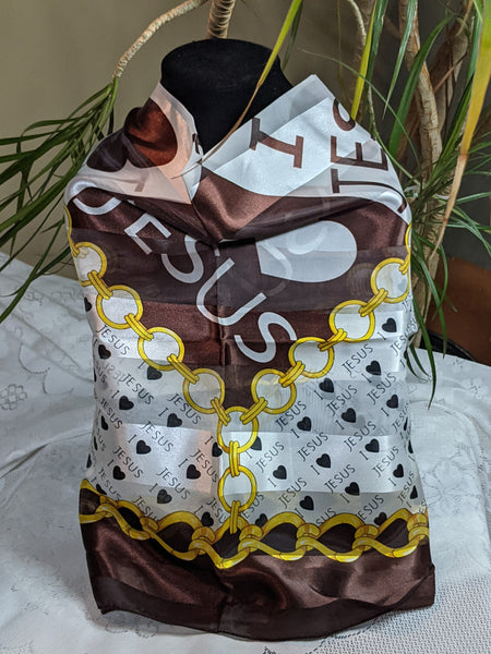 Colorful silky scarves made of 100% polyester, can be worn for any occasion.  Measurement: 40 inches x 40 inches