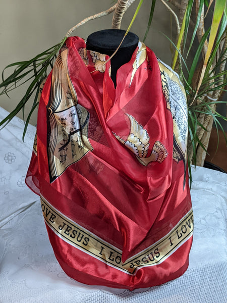 Colorful silky scarves made of 100% polyester, can be worn for any occasion.  Measurement: 40 inches x 40 inches