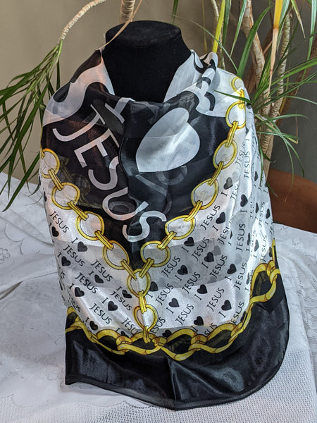 Colorful silky scarves made of 100% polyester, can be worn for any occasion.  Measurement: 40 inches x 40 inches