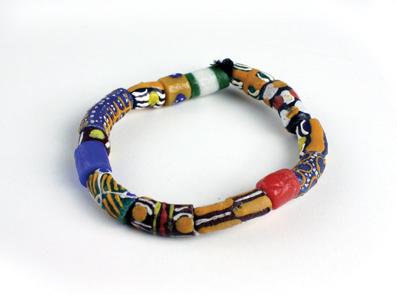 Unisex multi Colorful glass trade beads with elastic band