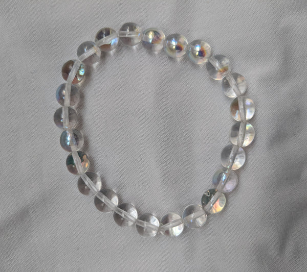 Unisex clear glass beads with elastic band size 8mm