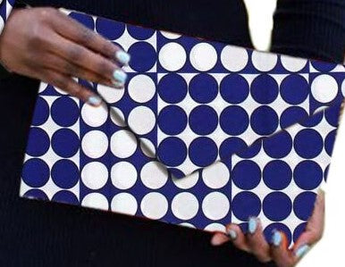 Blue White African Print Ankara cotton Fabric material Clutch bag. Matching earrings, bracelet and necklace sold separately. 