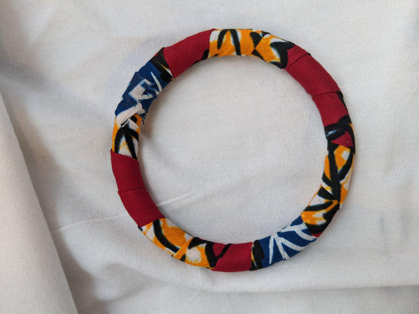 Colorful band Ankara cotton wrapped Fabric design yellow gold red black white blue bracelet bangle