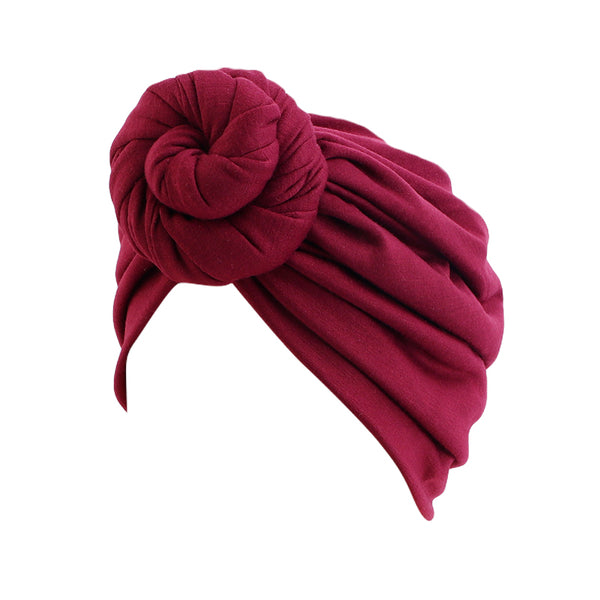 Cotton stretchable stylish one size fits adjustable pre-knotted adult head cap 