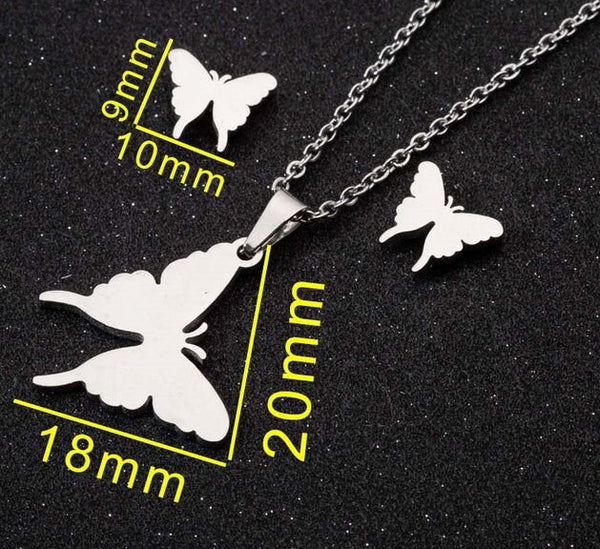 silver plated (stainless steel) jewelry set