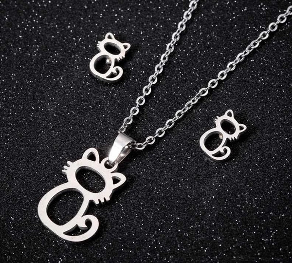 silver plated (stainless steel) jewelry set