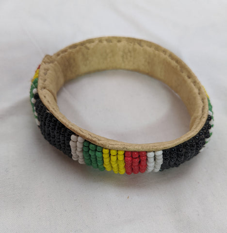 Maasai Colorful beaded leather bracelet bangle child