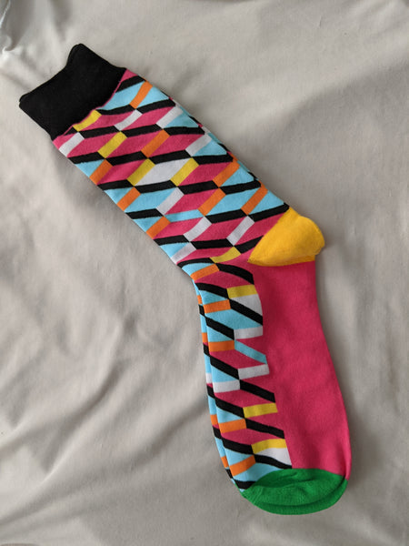 Unisex male female colorful cotton lycra good quality fabric gold yellow sky blue green black white pink design socks