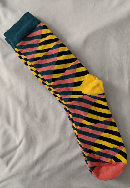 Unisex male female colorful cotton lycra good quality fabric gold yellow black green peach design socks
