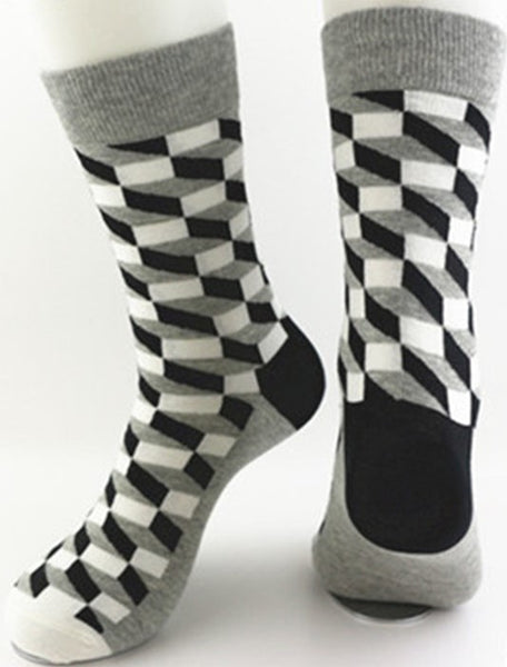 Unisex male female colorful cotton lycra good quality fabric black white gray design socks