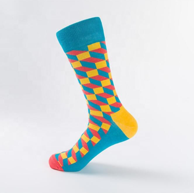 Unisex male female colorful cotton lycra good quality fabric gold yellow sky blue peach design socks