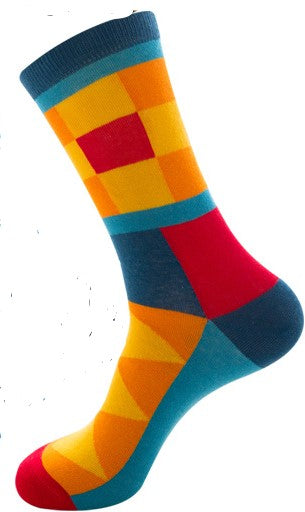 Unisex male female colorful cotton lycra good quality fabric gold yellow sky blue red orange design socks