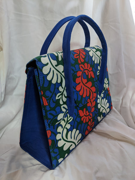Ankara Cotton fabric handle hand bag pocketbook blue red white green