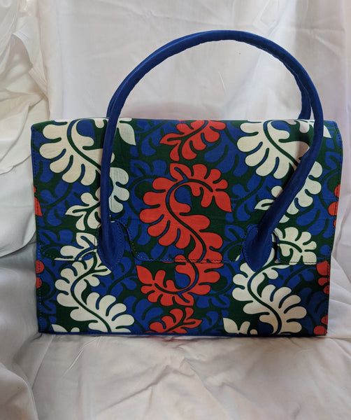 Ankara Cotton fabric handle hand bag pocketbook blue red white green