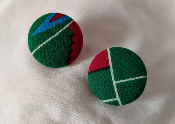 Green Red African Ankara Print Fabric post earrings. Matching bracelets, clutch bag and necklace sold separately. 