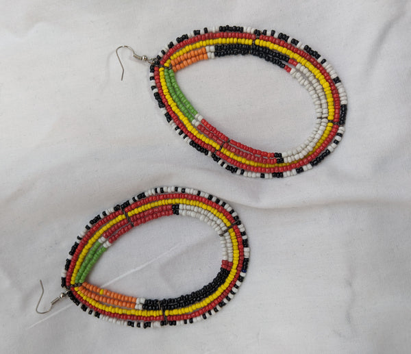 Maasai Colorful beaded large earrings jewelry pierced ears
