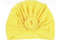 Cotton stretcable stylish one size fits adjustable flat knot hat cap adult female child yellow