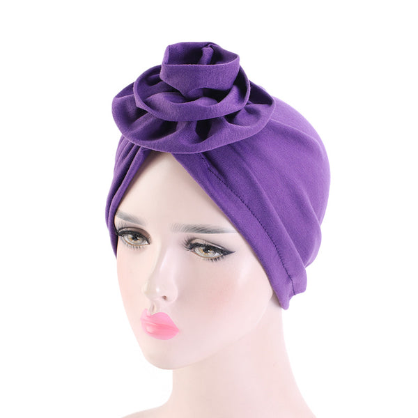 stretchable soft cotton easy to wear flower style head cap scarf 