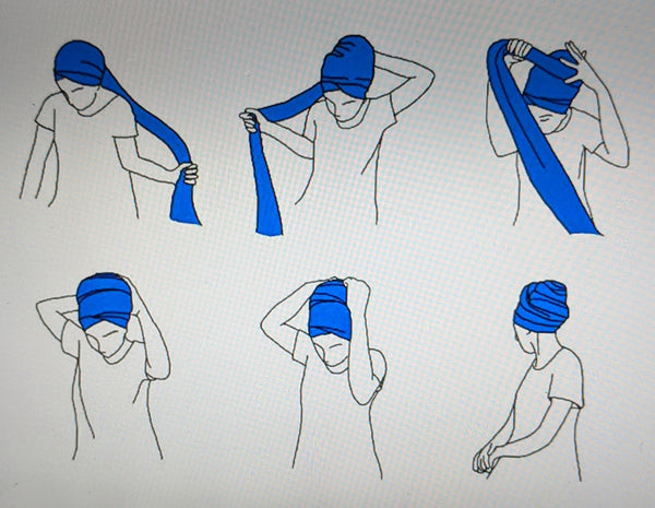 Cotton stretchable material design tube head wrap head tie turban instructions diagram