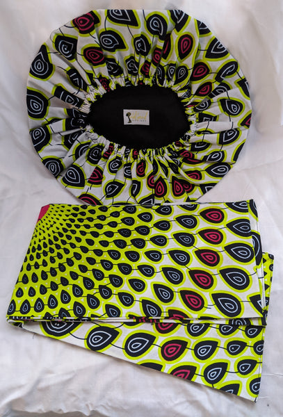 Colorful Ankara cotton fabric material head wrap, head tie, gele. Have matching wallet face mask reversible. lime green pink black white