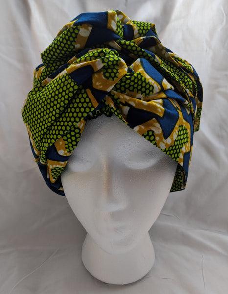 Colorful Ankara cotton fabric material head wrap, head tie, gele. Have matching wallet, shawl, face mask and/or handbag, if available. lime green blue gold white