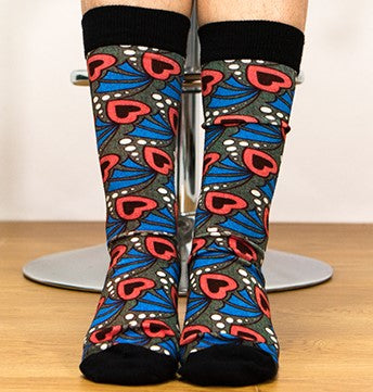 Unisex male female colorful cotton lycra good quality fabric blue red white gray black hearts design socks