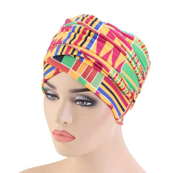 Cotton stretchable material design tube head wrap head tie turban multi bright colors