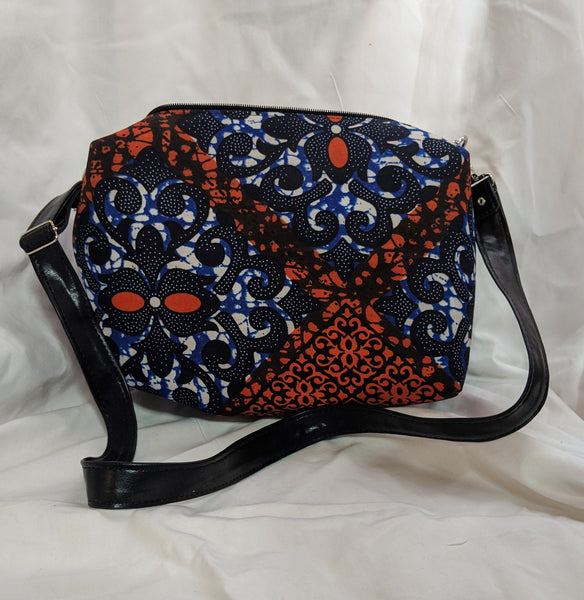 Colorful casual hand bag cotton material with synthetic Leather strap red black blue white  