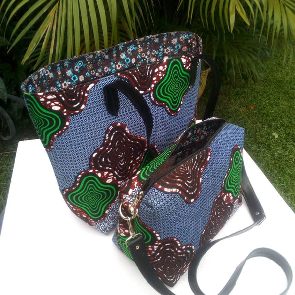 Colorful casual tote and hand bags cotton material with synthetic Leather straps blue green brown white