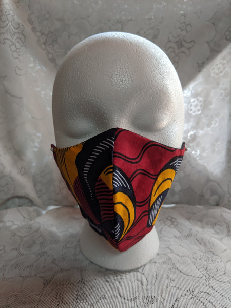 African Ankara cotton fabric face mask. Matching necktie with handkerchief sold separately.