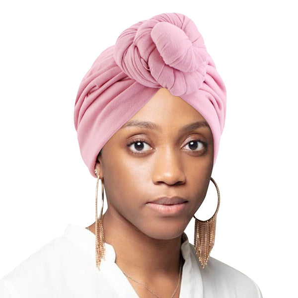 Cotton stretchable stylish one size fits adjustable pre-knotted adult head cap 