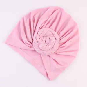Cotton stretcable stylish one size fits adjustable flat knot hat cap adult female child pink