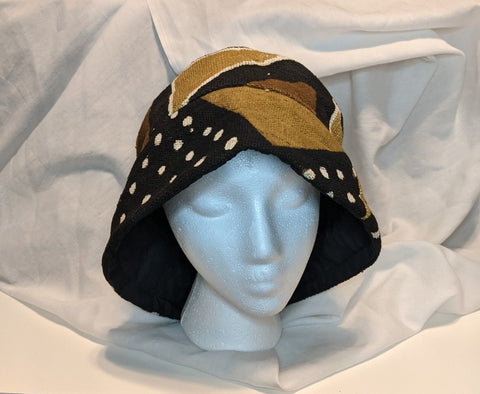 Traditional Authentic Genuine African Mud Cloth Reversible unisex Brim hat, one size.