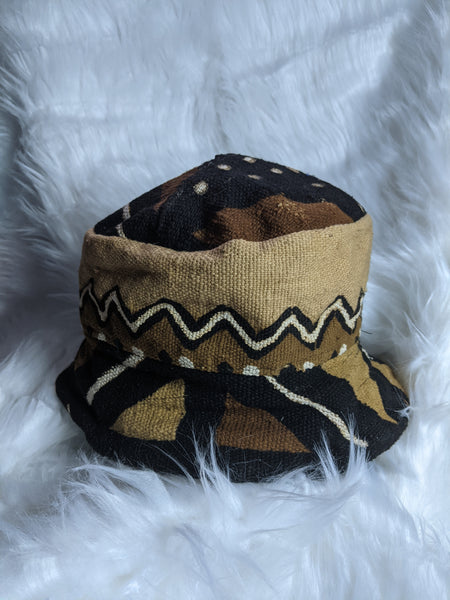 Traditional Authentic Genuine African Mud Cloth Reversible unisex Brim hat, one size.