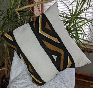 Traditional Authentic Genuine African Mud Cloth Pillow 3. Design one side and other side plain black No two pieces of mud cloth are exactly alike, but the exact patterns vary from one piece to the next off white tan brown