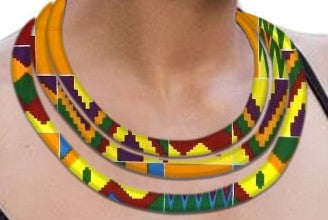 Multi color African Print Ankara cotton Fabric material magnetic tri-layer necklace. Matching earrings, bracelets and clutch bag sold separately. 