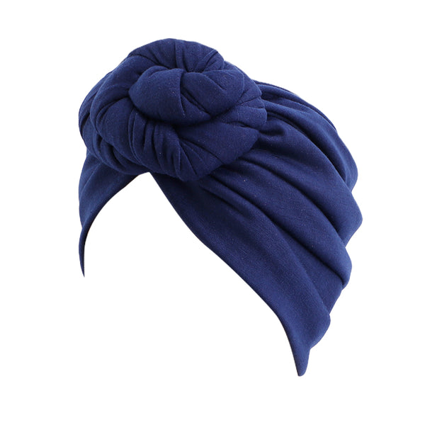 Cotton stretchable stylish one size fits adjustable pre-knotted adult head cap 