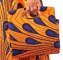 Ankara fabric blue gold Peacock handbag. Matching maxi skirt and face mask sold separately. 