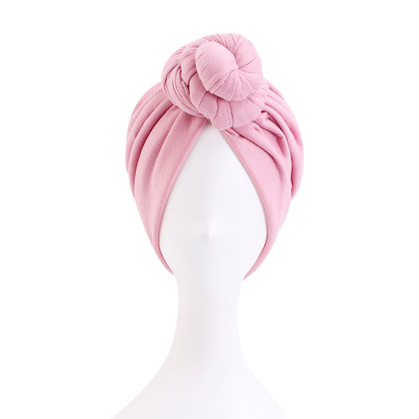Cotton stretchable stylish one size fits adjustable pre-knotted adult head cap 