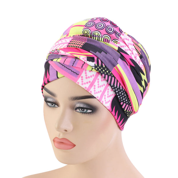Cotton stretchable material design tube head wrap head tie turban multi bright colors