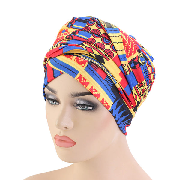 Cotton stretchable material design tube head wrap head tie turban multi bright colors