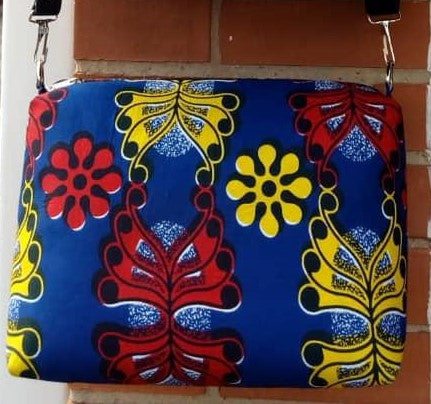 Colorful casual hand bag cotton material with synthetic Leather strap red yellow blue black white