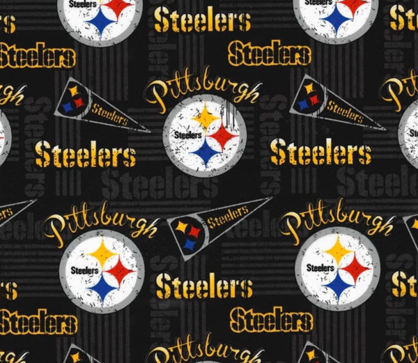 NFL design on one side and plain color on other side, 100% cotton. Measurements: 18 inches long and 18 inches wide