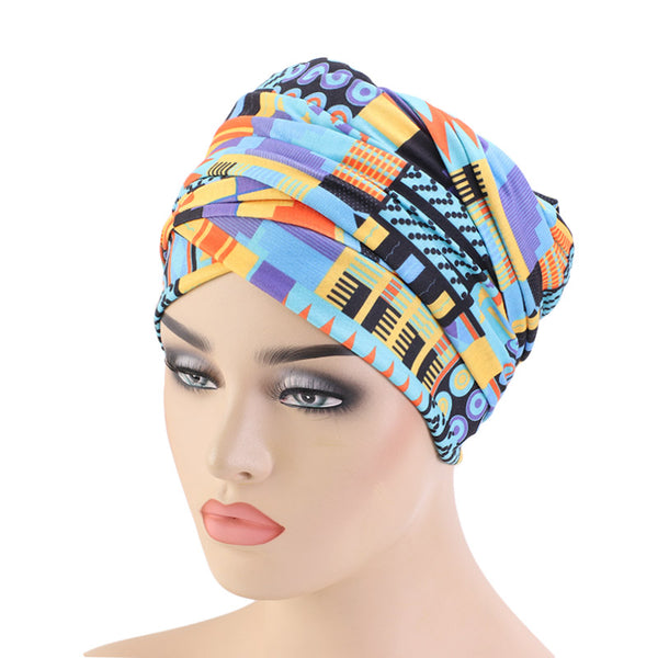 Cotton stretchable material design tube head wrap head tie turban multi bright colors