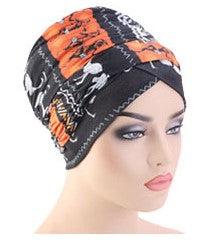 Cotton stretchable material design tube head wrap head tie turban black white orange
